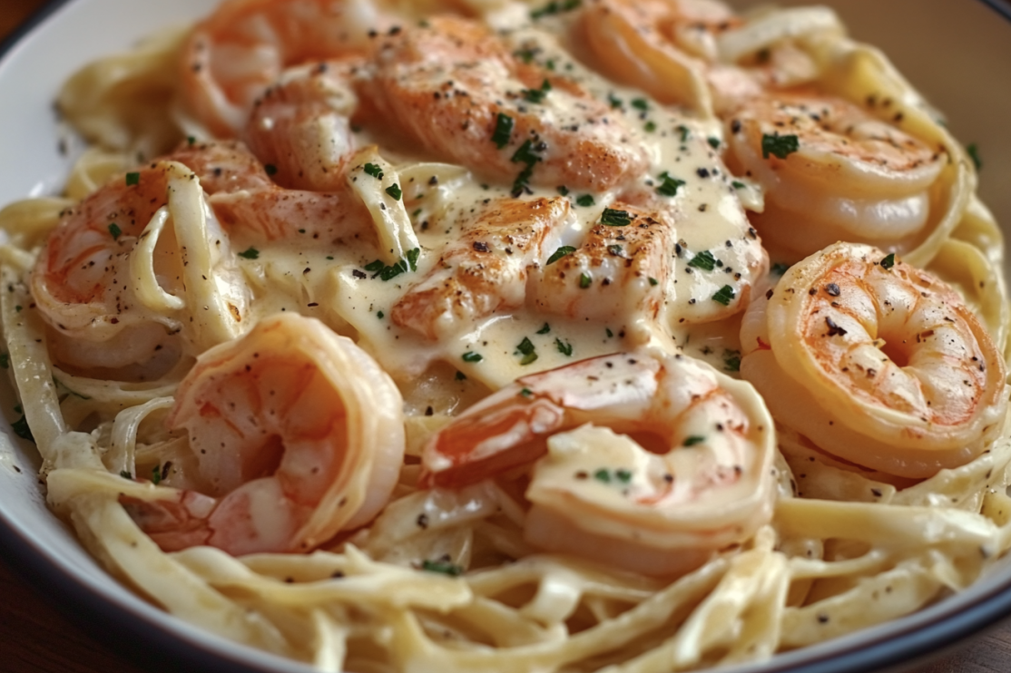 Creamy Salmon and Shrimp Alfredo Pasta