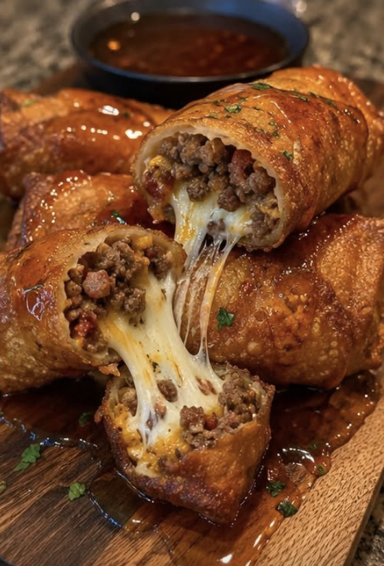 BACON RANCH BURGER EGG ROLLS